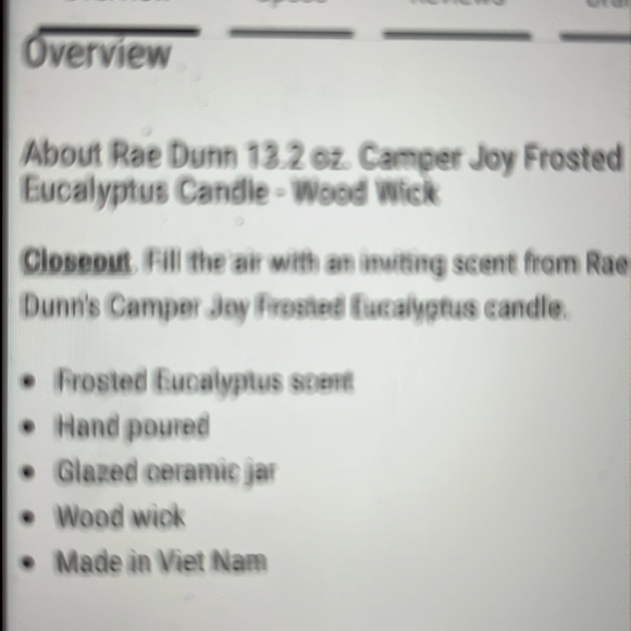 Rae Dunn 13.2 oz CAMPER JOY Frosted Eucalyptus Candle Wood Wick  NEW - Picture 3 of 10